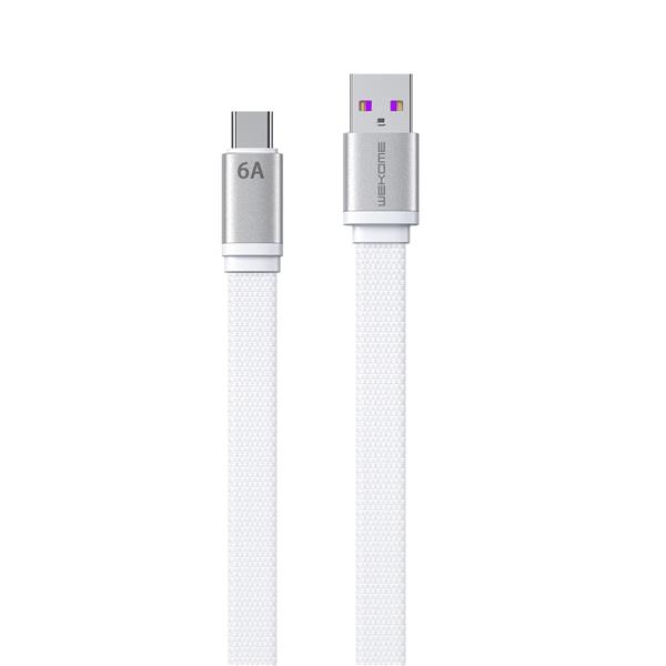 WK Design King Kong 2nd Gen series płaski kabel USB - USB Typ C do szybkiego ładowania / transmisji danych 6A 1,3m biały (WDC-156a)-2276759