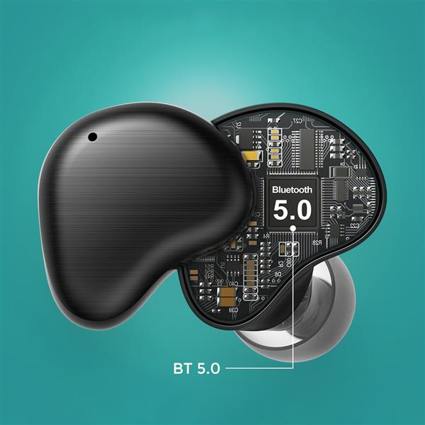 Joyroom wodoodporne IPX5 dokanałowe bezprzewodowe słuchawki Bluetooth 5.0 TWS czarny (JR-TL7)-2203982