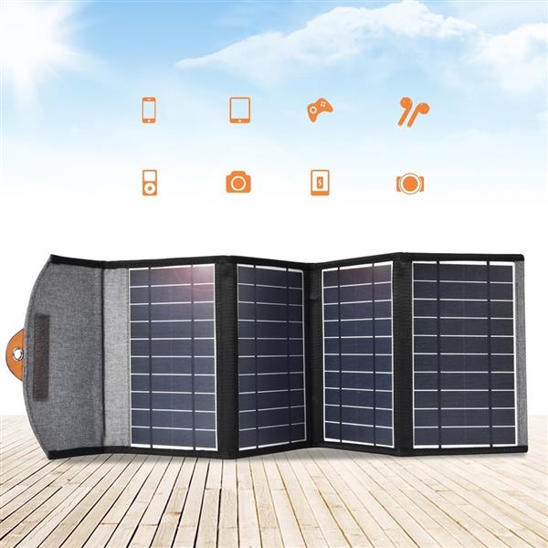 Choetech rozkładana podróżna ładowarka solarna słoneczna fotowoltaiczna 22W 2x USB 5V / 2,4A / 2,1A panel słoneczny (82 x 24 cm) czarny (SC005)-2218676