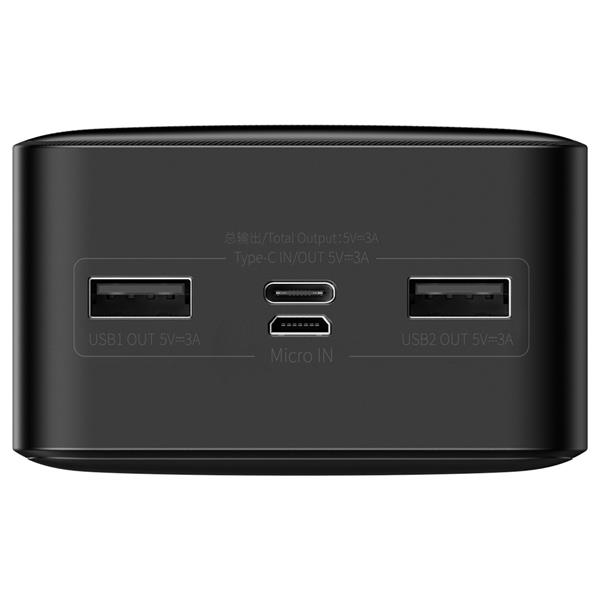 Baseus Bipow powerbank z wyświetlaczem 30000mAh 15W czarny (Overseas Edition) + kabel USB-A - Micro USB 0.25m czarny (PPBD050201)-2429334
