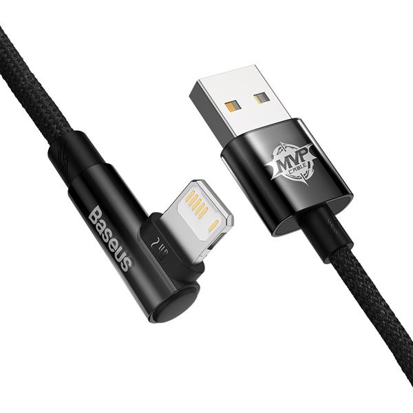 Baseus MVP 2 Elbow kątowy kabel przewód z bocznym wtykiem USB / Lightning 1m 2.4A czarny (CAVP000001)-2416624