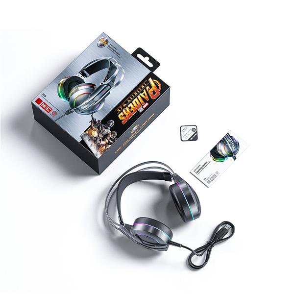 WK Design M9 gamingowe wokółuszne słuchawki z mikrofonem USB dla graczy szary (M9)-2276679
