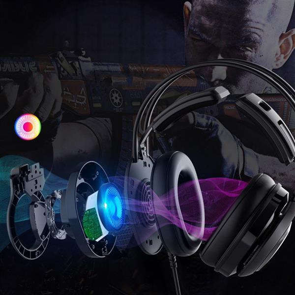 Tronsmart Glary Alpha Gaming RGB wokółuszne słuchawki 3,5 mm mini jack z mikrofonem i pilotem dla graczy czarny (370406)-2165011