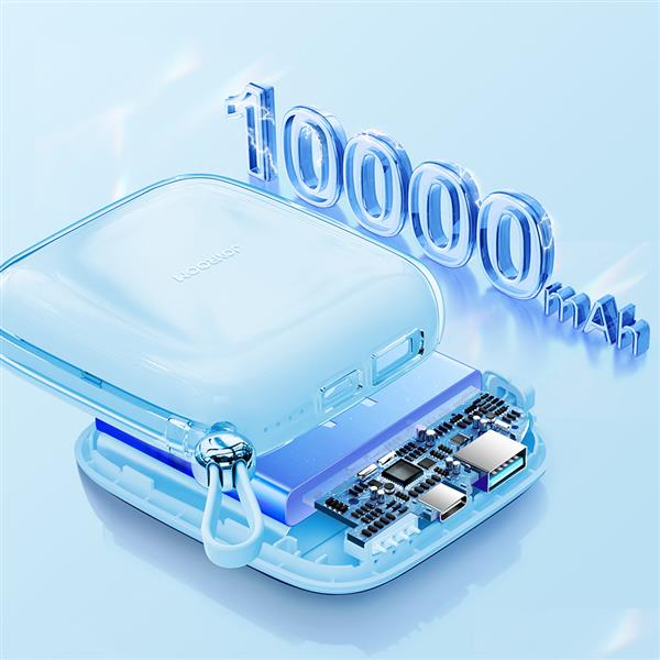 Joyroom powerbank 10000mAh Jelly Series 22.5W z wbudowanym kablem USB C niebieski (JR-L002)-2967229
