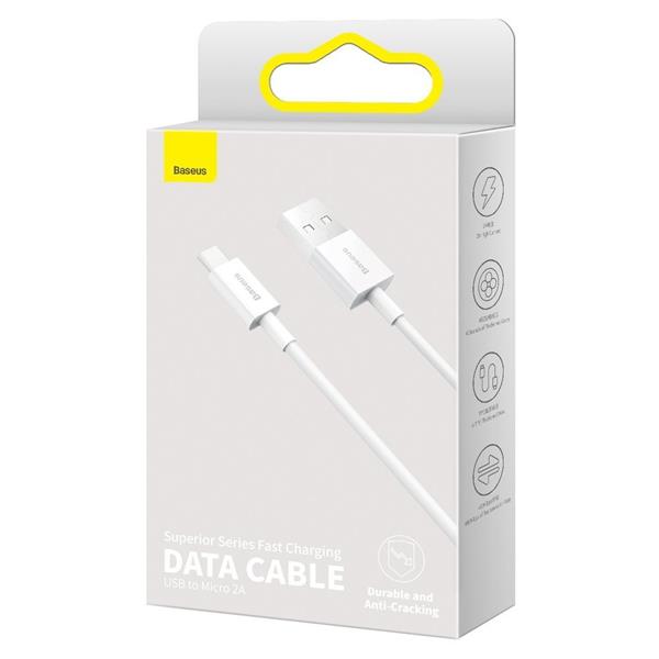 Baseus Superior kabel przewód USB - micro USB do szybkiego ładowania 2A 1m biały (CAMYS-02)-2209578