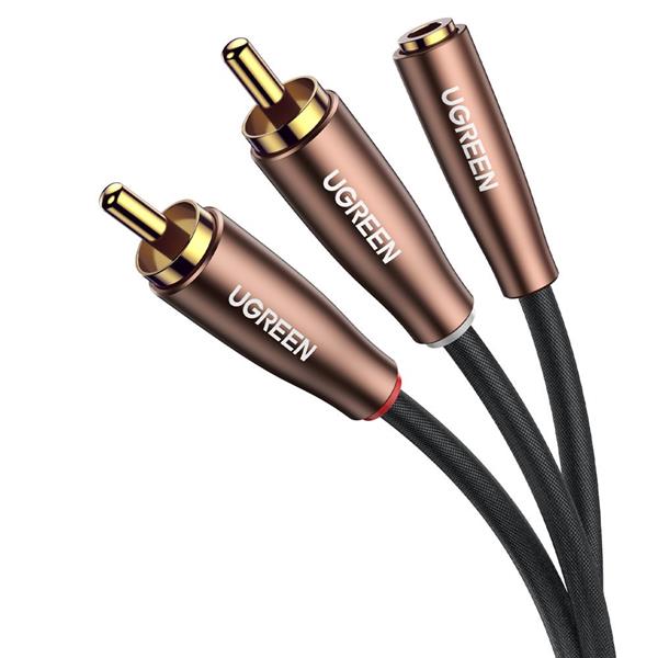 Ugreen kabel przewód audio 3,5 mm mini jack (żeński) - 2RCA (męski) 5m brązowy (AV198 60988)-2225775