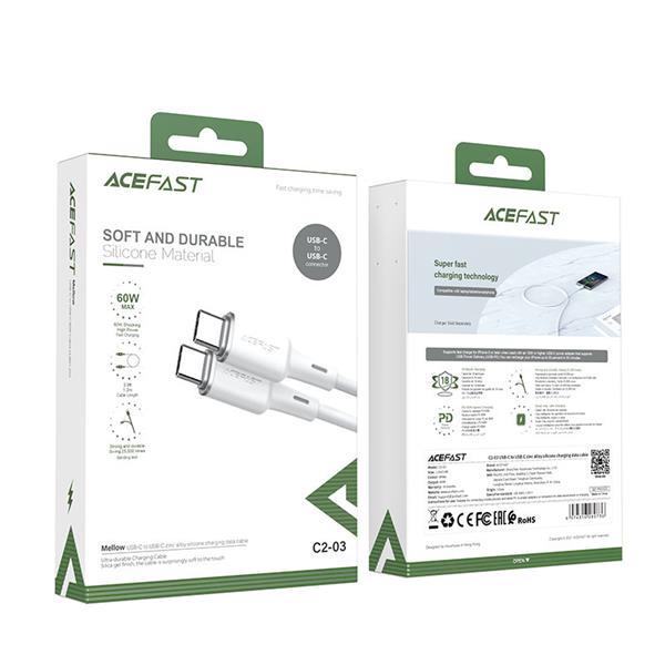 Acefast kabel USB Typ C - USB Typ C 1,2m, 60W (20V/3A) biały (C2-03 white)-2270068