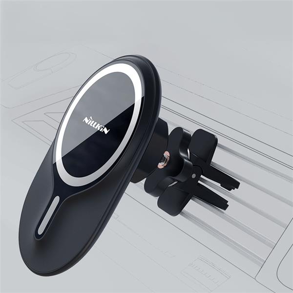 Nillkin MagRoad magnetyczny uchwyt samochodowy z bezprzewodowym ładowaniem MagSafe 10W czarny (NKT08)-2224698