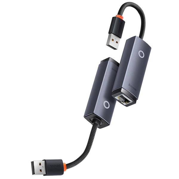 Baseus Lite Series adapter USB - RJ45 gniazdo LAN 100Mbps szary (WKQX000013)-2387283