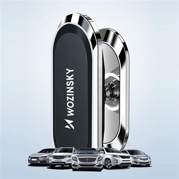 Wozinsky samoprzylepny magnetyczny uchwyt samochodowy 360 na deskę rozdzielczą srebrny (WMH-06)-2379111