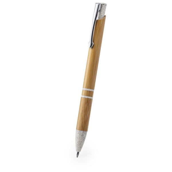 Bambusowy długopis, elementy ze słomy pszenicznej, metalowy klip-1957335
