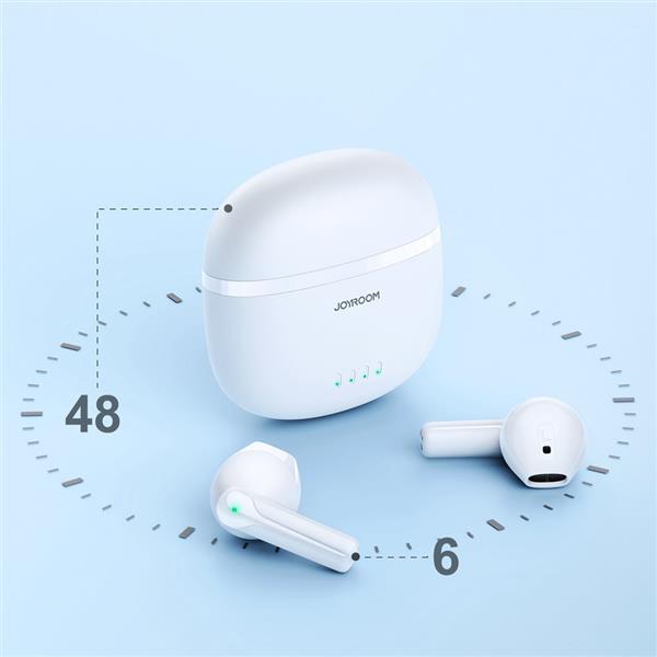 Joyroom słuchawki TWS bezprzewodowe ENC wodoodporne IPX4 Bluetooth 5.3 biały (JR-TL11)-2428601