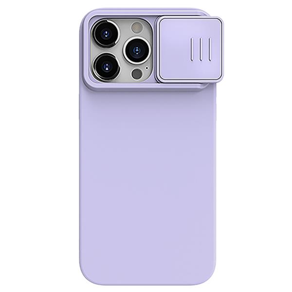Silikonowe etui Nillkin CamShield Silky Silicone Case do iPhone 15 Pro z osłoną na aparat - jasnofioletowe-3131574