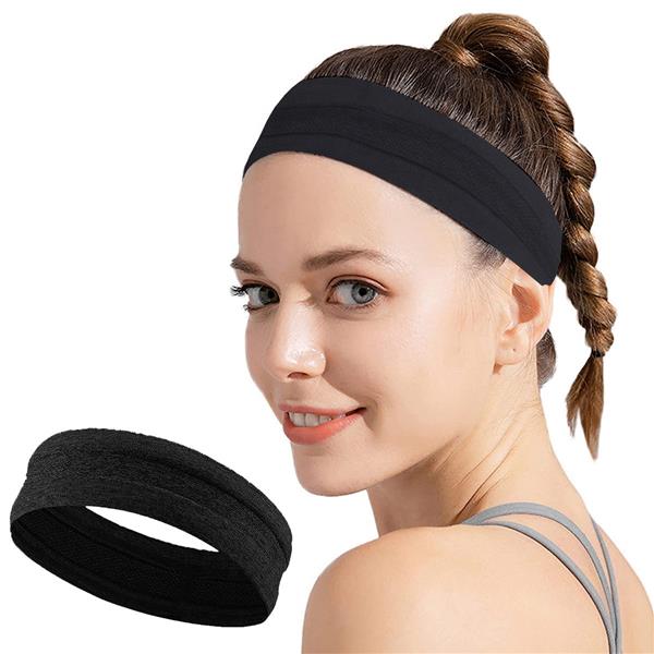 Elastyczna materiałowa opaska na głowę do biegania fitness czarna-2394000