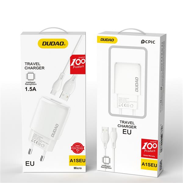 Dudao ładowarka sieciowa USB-A 7.5W + kabel USB-A - Micro-USB 1m biały (A1sEUM)-2614372
