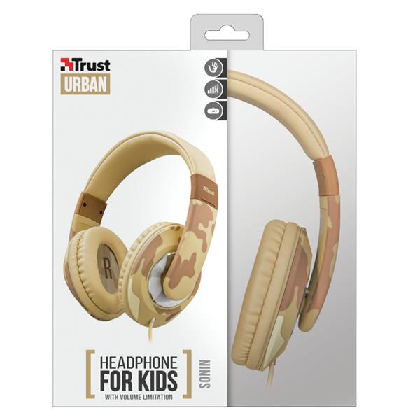 Trust słuchawki przewodowe nauszne Sonin Kids piaskowe moro-1178149