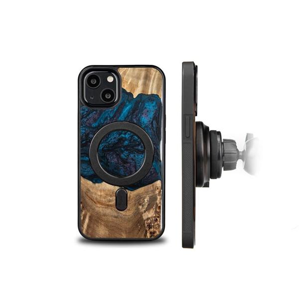 Etui z drewna i żywicy na iPhone 13 MagSafe Bewood Unique Neptun - granatowo-czarne-3132800