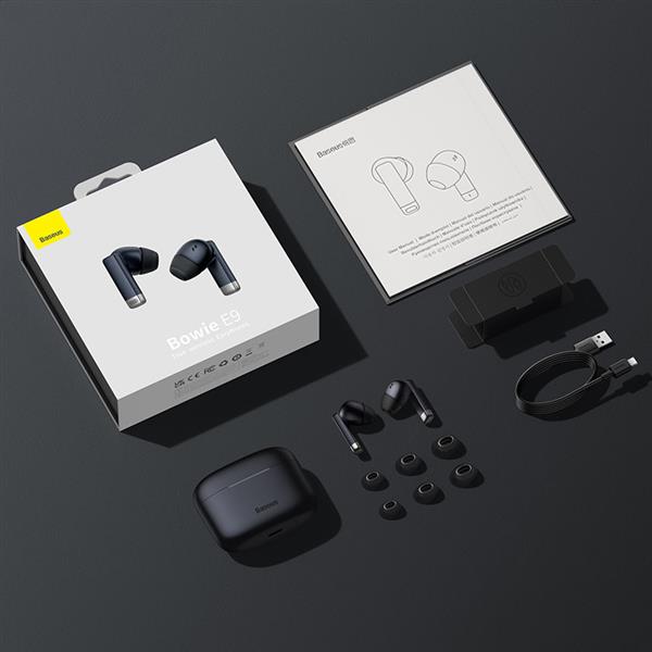 Baseus dokanałowe bezprzewodowe słuchawki TWS Bluetooth 5.3 czarne (Bowie E9)-2382313