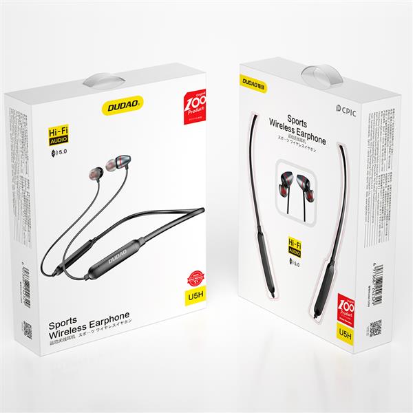 Dudao sportowe bezprzewodowe słuchawki Bluetooth 5.0 neckband szare (U5H-Grey)-2219992