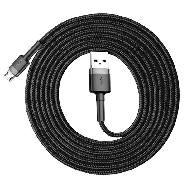 Baseus Cafule Cable wytrzymały nylonowy kabel przewód USB / micro USB 1.5A 2M czarno-szary (CAMKLF-CG1)-2141544