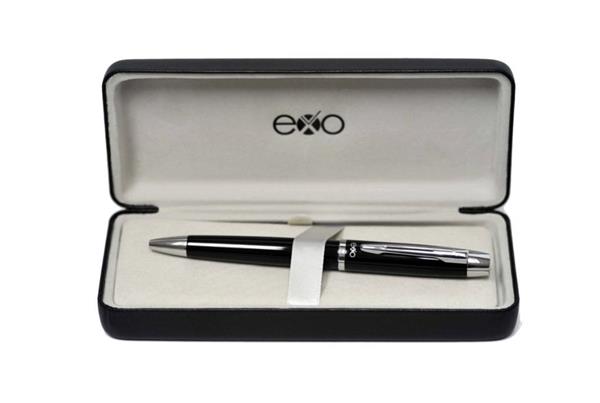 Długopis EXO Aries, czarny, wykończenia chromowane-3039689
