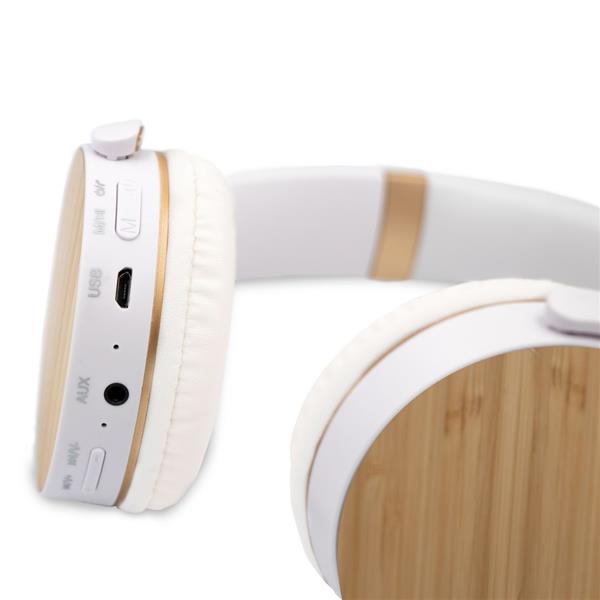 Składane bezprzewodowe słuchawki nauszne, bambusowe elementy-1966339