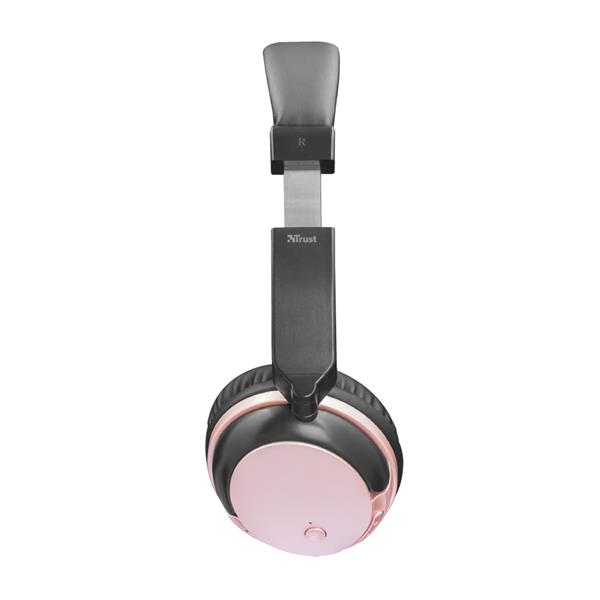 Trust słuchawki bezprzewodowe nauszne Kodo różowe metaliczne-1180098