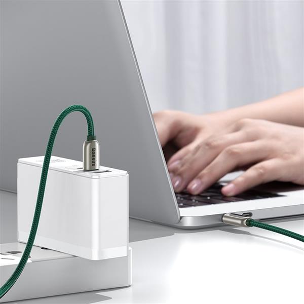 Baseus kabel USB Typ C - USB Typ C 100W (20V / 5A) Power Delivery z wyświetlaczem ekranem miernik mocy 2m zielony (CATSK-C06)-2219162