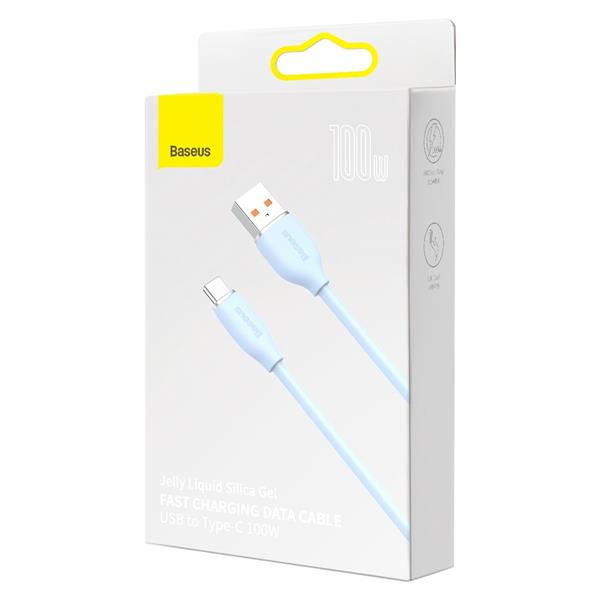 Baseus kabel, przewód USB – USB Typ C 100W długość 1,2 m Jelly Liquid Silica Gel – niebieski-2281068