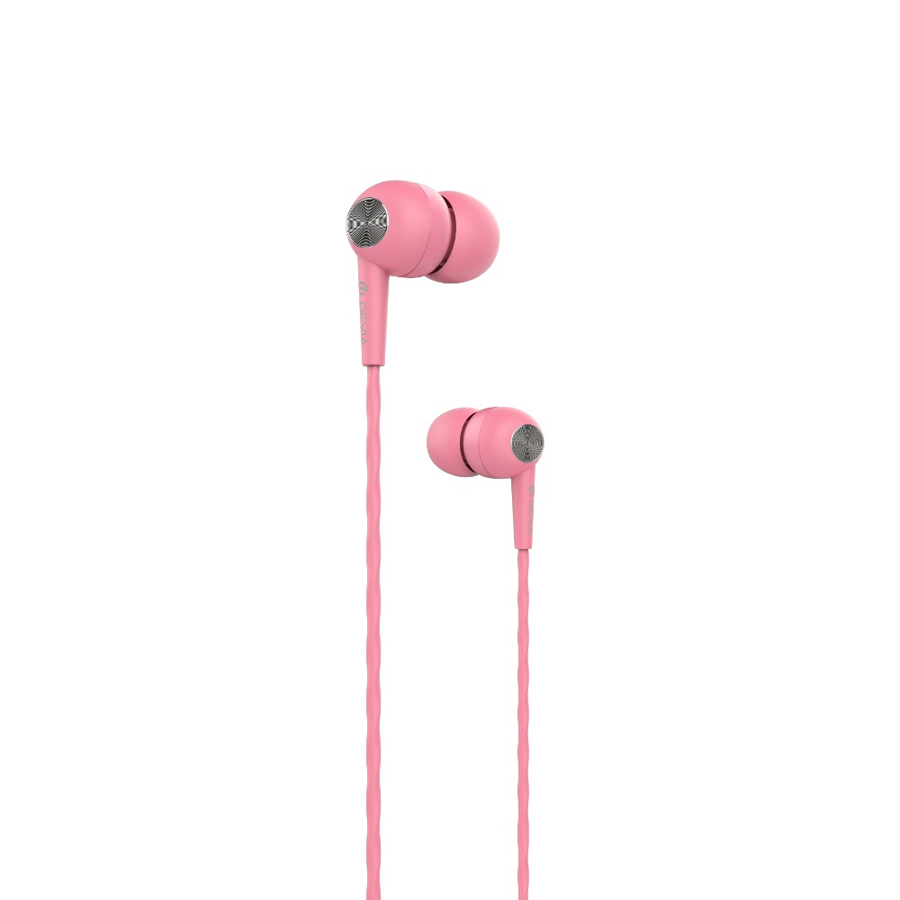 Devia słuchawki przewodowe Kintone jack 3,5mm dokanałowe różowe-2112282