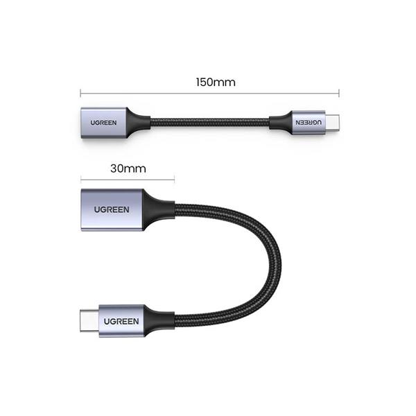 Ugreen kabel adapter przejściówka OTG USB-C (męski) - USB-A (żeński) 5Gb/s 0.15m czarny (US378)-3108565
