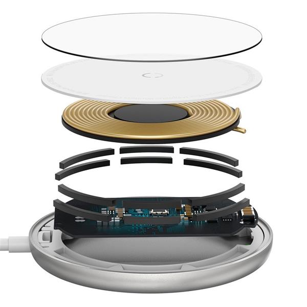 Baseus mini magnetyczna bezprzewodowa indukcyjna ładowarka Qi 15 W (kompatybilna z MagSafe do iPhone) biały (WXJK-F02)-2179024