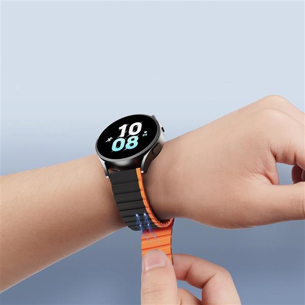 Uniwersalny magnetyczny pasek Samsung Galaxy Watch 3 45mm / S3 / Huawei Watch Ultimate / GT3 SE 46mm Dux Ducis Strap (22mm LD Version) - czarno-pomarańczowy-3125168
