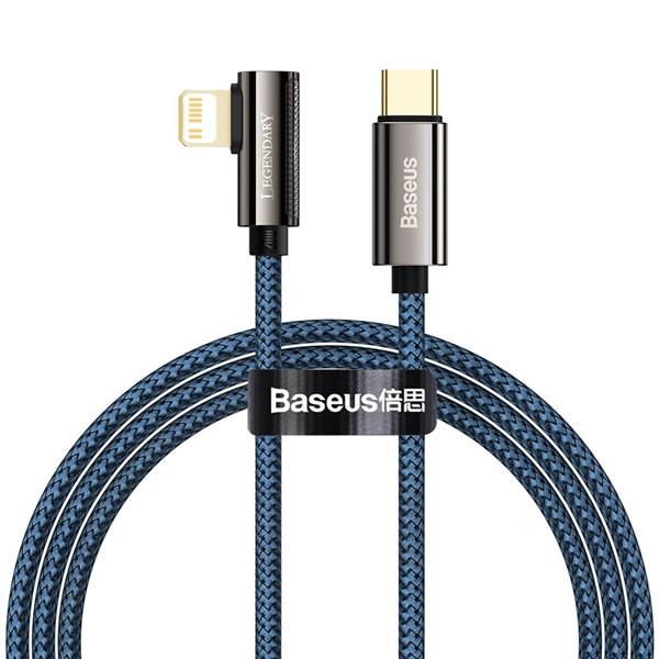 Baseus Legendary kątowy nylonowy kabel przewód USB Typ C - Lightning dla graczy 20W Power Delivery 1m niebieski (CACS000203)-2216499