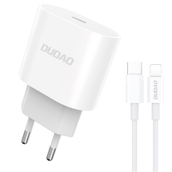 Dudao szybka ładowarka sieciowa USB-C Power Delivery 20W biała + kabel USB-C - Lightning 1m (A8SEU)-2622997