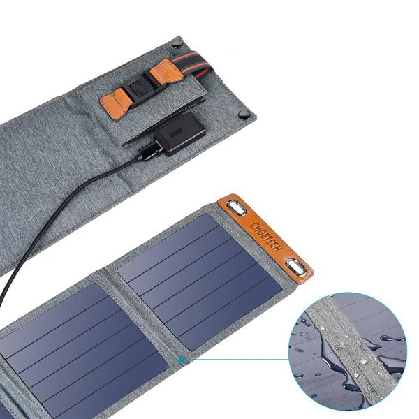 Choetech rozkładana podróżna ładowarka solarna słoneczna fotowoltaiczna 14W z USB 5V / 2,4A panel słoneczny szary (SC004)-2218669
