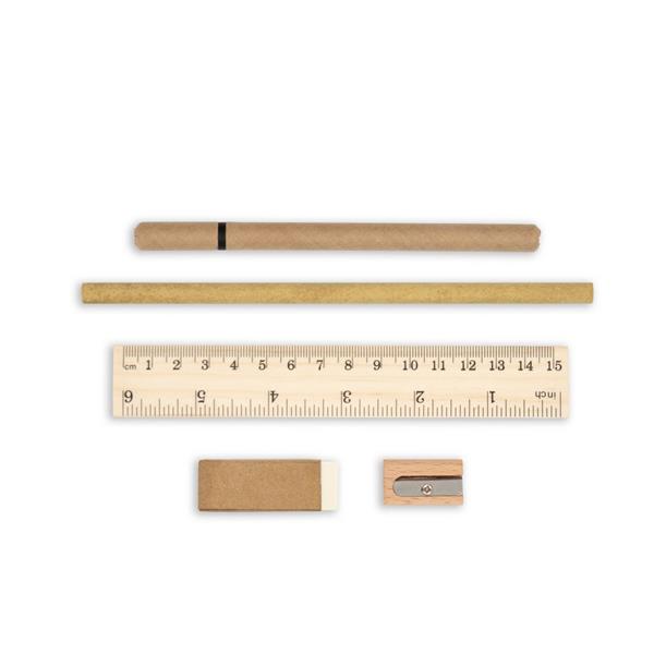 Zestaw szkolny, korkowy piórnik, ołówek, długopis, linijka, gumka i temperówka | Clark-2135824