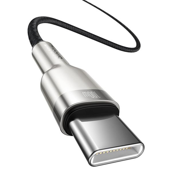 Baseus Cafule Metal Data kabel USB Typ C - USB Typ C 100 W (20 V / 5 A) Power Delivery 1 m czarny (CATJK-C01)-2178880