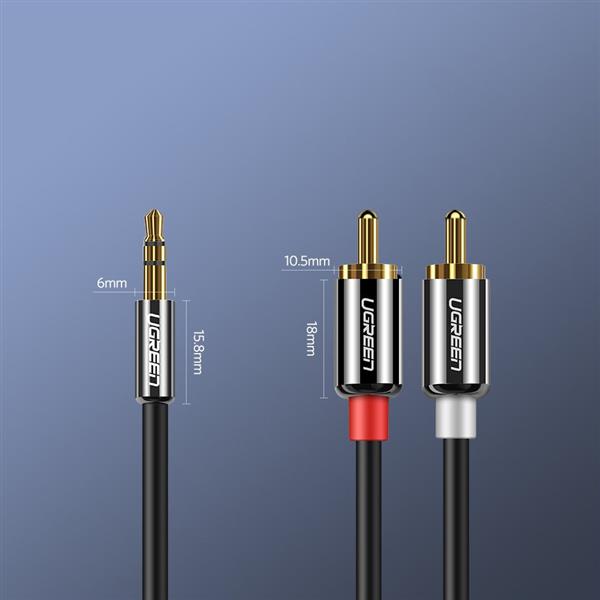 Ugreen kabel przewód audio 3,5 mm mini jack - 2RCA 2 m czarny (AV116 10584)-3101985