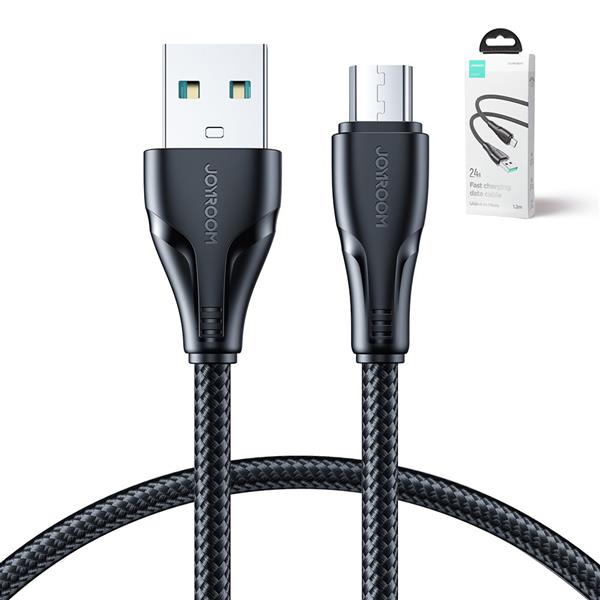 Joyroom kabel USB - micro USB 2.4A Surpass Series do szybkiego ładowania i transferu danych 1,2 m czarny (S-UM018A11)-2967735