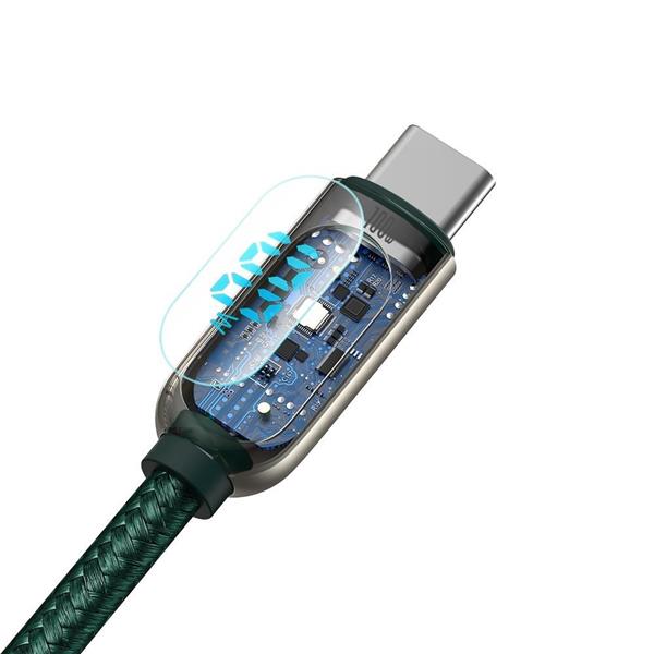 Baseus kabel USB Typ C - USB Typ C 100W (20V / 5A) Power Delivery z wyświetlaczem ekranem miernik mocy 2m zielony (CATSK-C06)-2219163