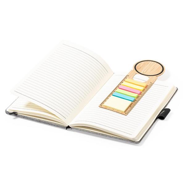 Bambusowy zestaw do notatek, karteczki samoprzylepne, zakładka do książki, linijka, notatnik-1966529