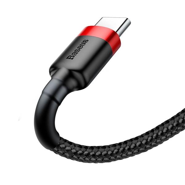 Baseus Cafule Cable wytrzymały nylonowy kabel przewód USB / USB-C QC3.0 2A 2M czarno-czerwony (CATKLF-C91)-2141638