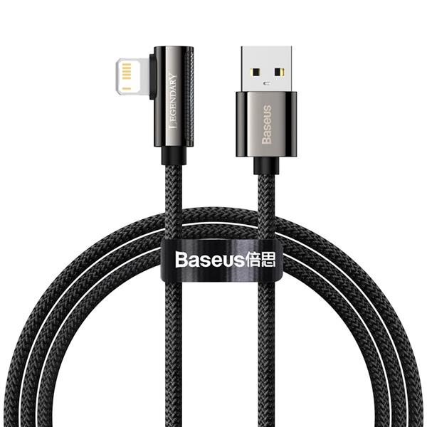 Baseus Legendary kątowy nylonowy kabel przewód USB - Lightning dla graczy 2,4A 1m czarny (CALCS-01)-2210579
