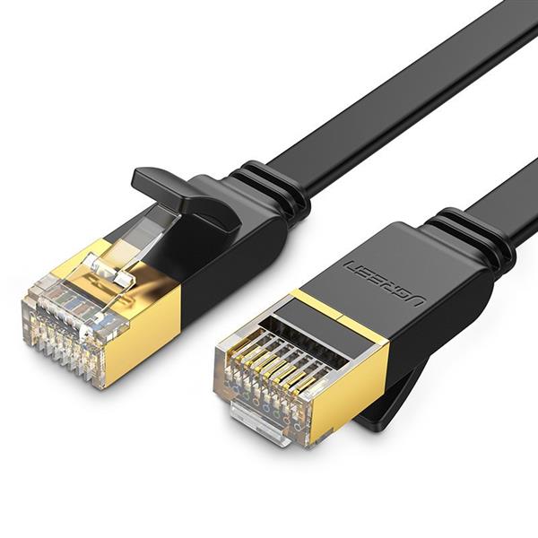 Ugreen płaski kabel przewód internetowy sieciowy Ethernet patchcord RJ45 Cat 7 STP LAN 10 Gbps 5 m czarny (NW106 11263)-2170052