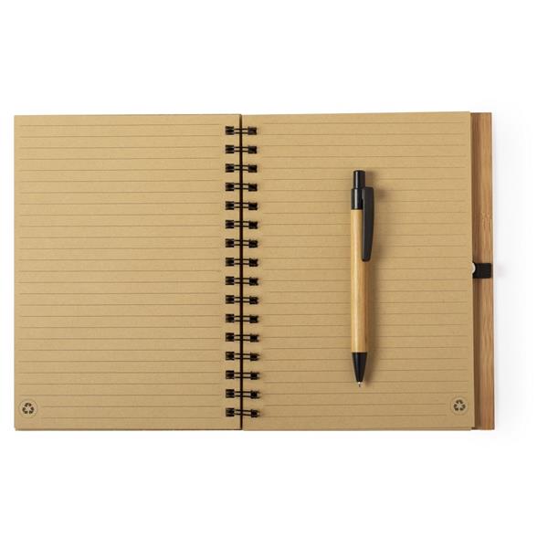 Bambusowy notatnik B7, długopis-1509950