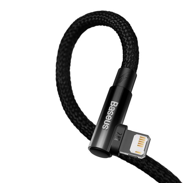 Baseus MVP 2 Elbow kątowy kabel przewód z bocznym wtykiem USB / Lightning 1m 2.4A czarny (CAVP000001)-2416628