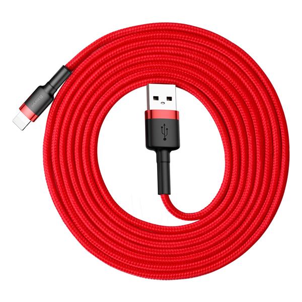 Baseus Cafule Cable wytrzymały nylonowy kabel przewód USB / Lightning QC3.0 1.5A 2M czerwony (CALKLF-C09)-2141721