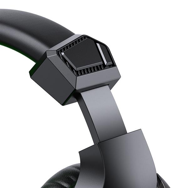 Joyroom gamingowe wokółuszne słuchawki 3,5mm mini jack z pilotem i mikrofonem dla graczy czarny (JR-HG1 green)-2254096
