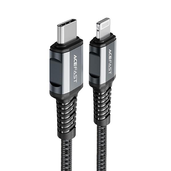 Acefast kabel MFI USB Typ C - Lightning 1,2m, 30W, 3A szary (C1-01 deep space gray)-2269833